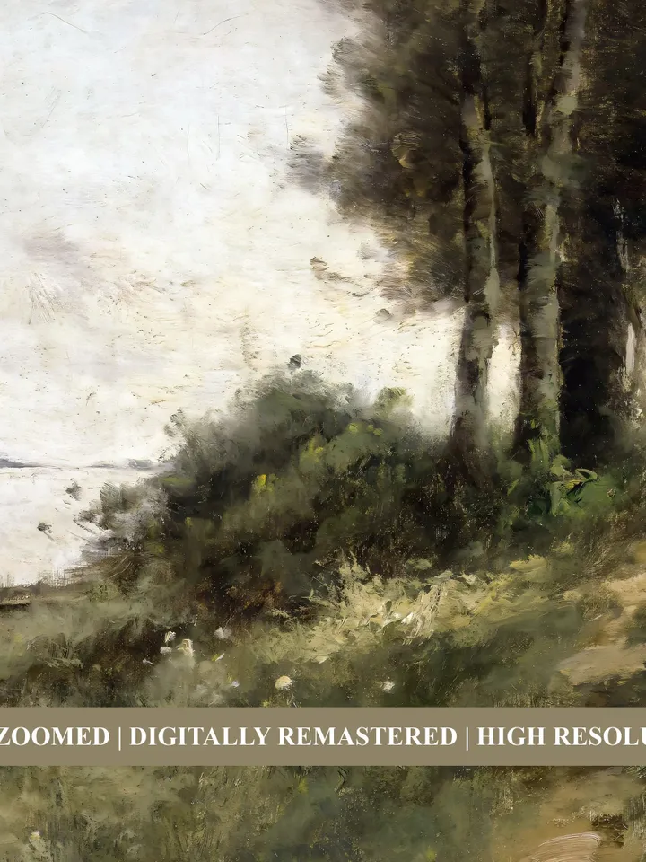Nature Antique Painting, Vintage French Landscape, Printable Wall Art, Downloadable Decor | 400