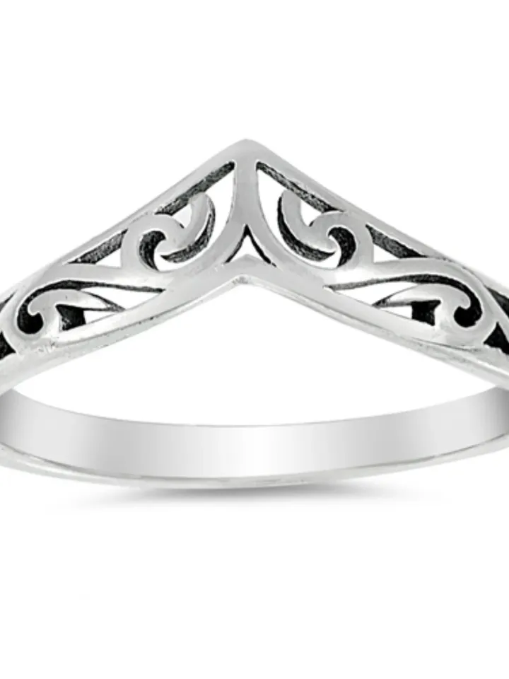 Thumb Ring, Chevron Ring V Ring 925 Sterling Silver Antique Patina · Sterling silver thumb ring for Women · Silver Ring · Mother's Day Gift