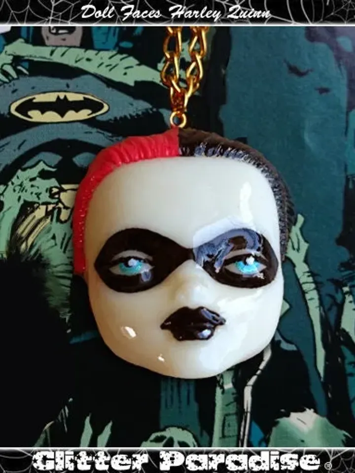DollFace Sugar Skull - Necklace - Doll Face - Calavera - Dia de los Muertos - Muerta - Mexican Folk - Day of the Dead - Glitter Paradise®