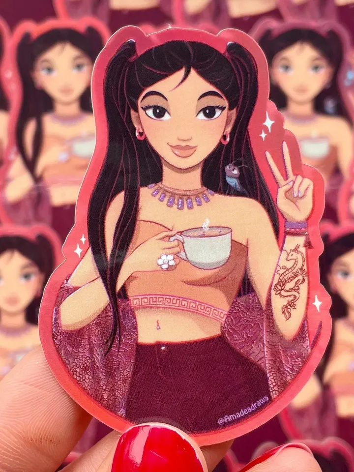 Warrior Modern Princess Holographic Sticker | Hydroflask Sticker | Laptop Sticker | Phone Sticker | Small Gift | Kids Gift |Glitter