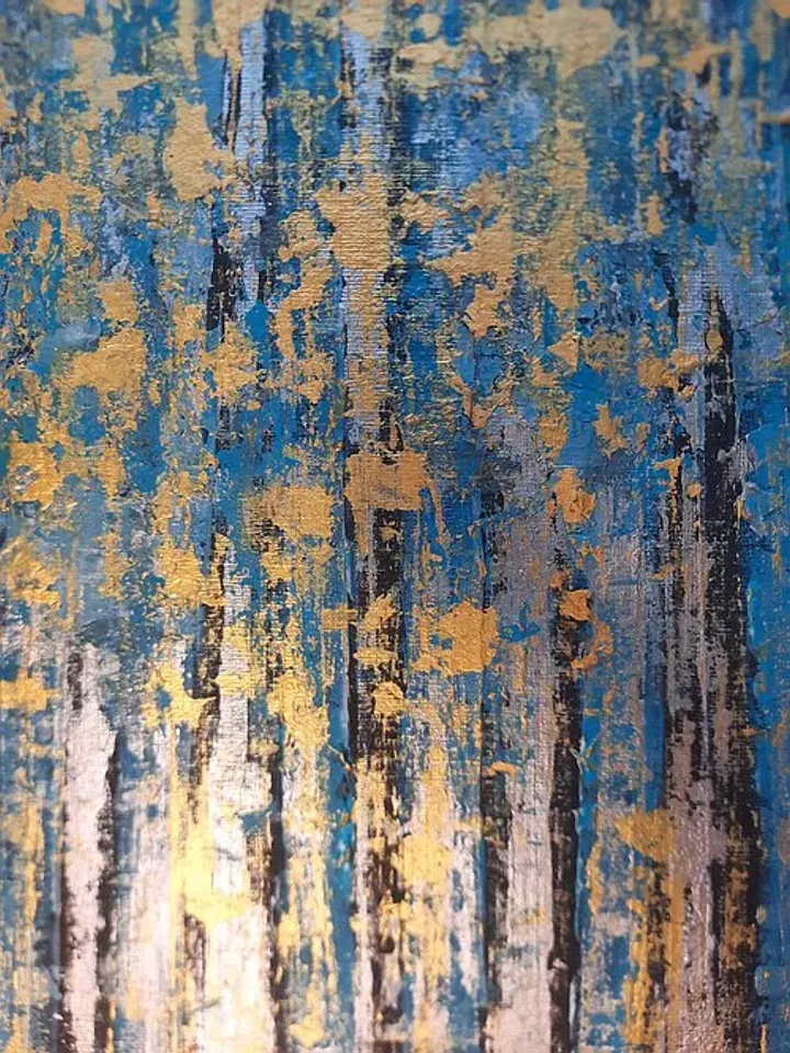 Abstract painting turquoise and gold Abstract trees canvas art Abstract painting