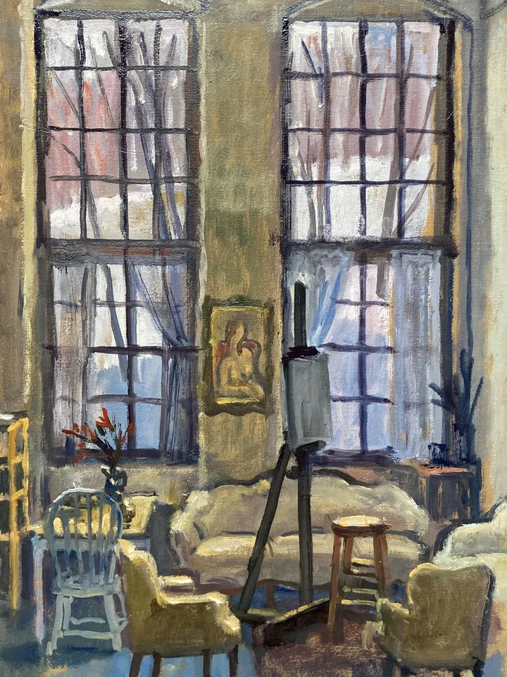 Original Studio Interior Painting - Winter Light- 11x16 Oil on Linen, Contemporary Impressionist Oil, Signed Original American Fine Art