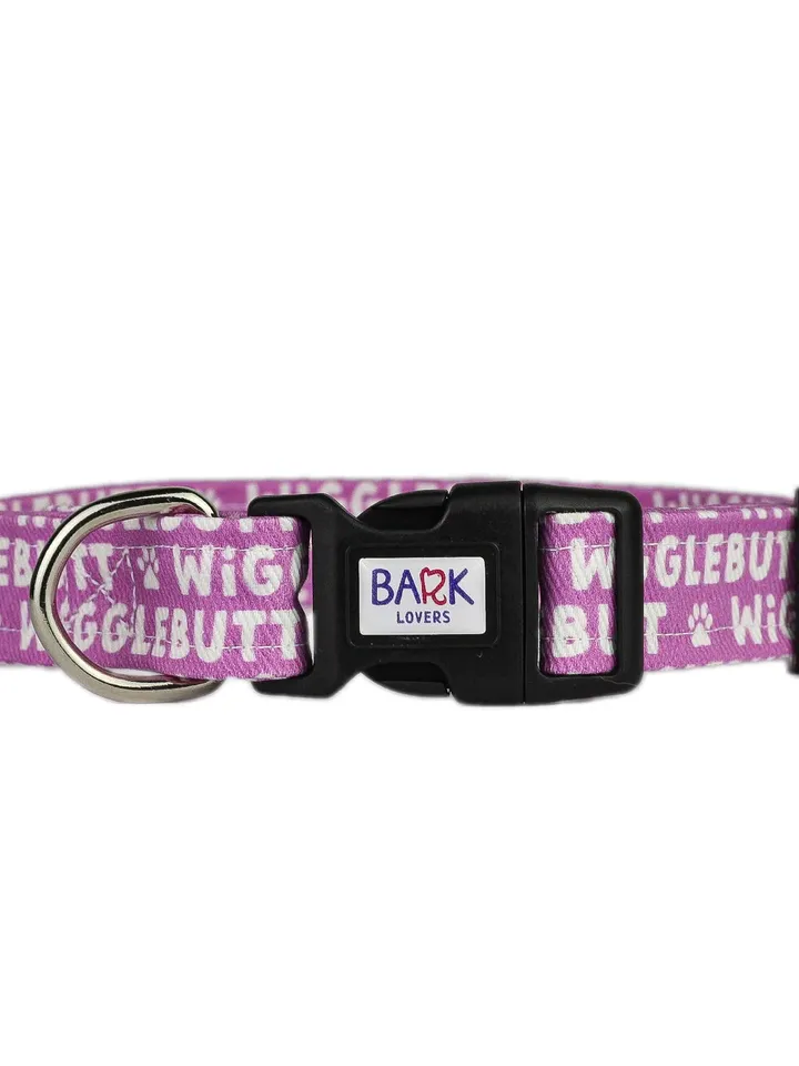 Wigglebutt Dog Collars, Adjustable Blue Pink, and Purple Dog Collars, Funny Boy and Girl Dog Collars