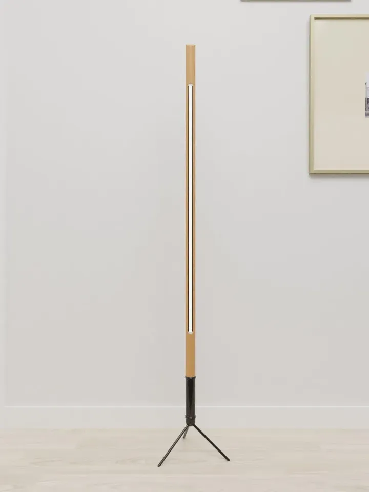Wooden floor lamp, modern LED floor lamp, cylinder floor lamp