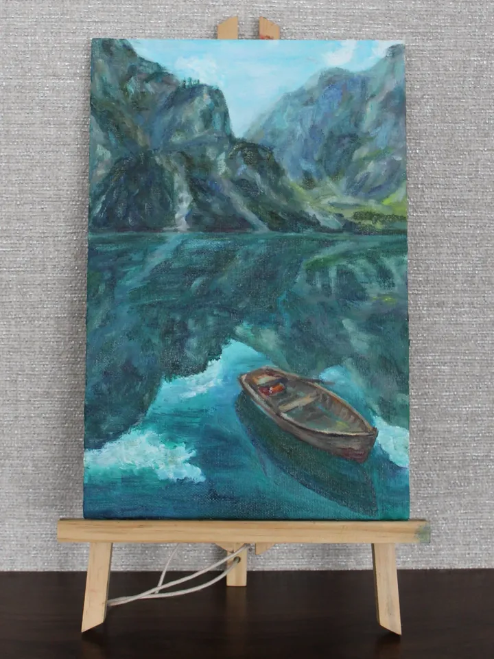 Lake landscape oil painting
