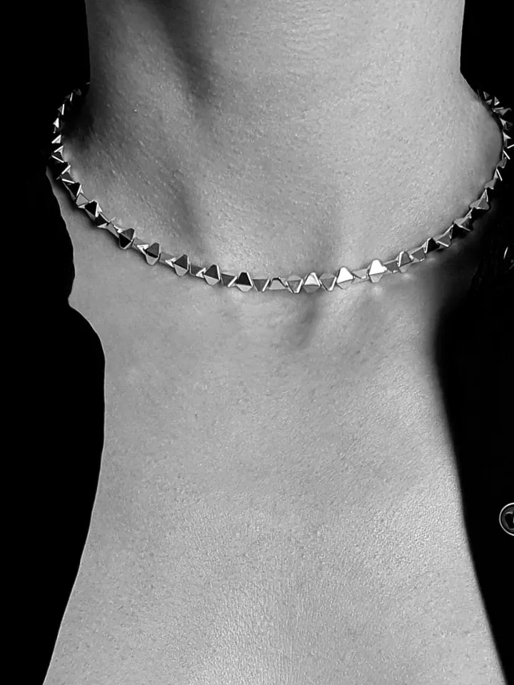 Hematite Choker Necklace with Silver Accessorize, Jewellery Gifts for , Gifts for Women, Silver Color Stylish Choker Necklace