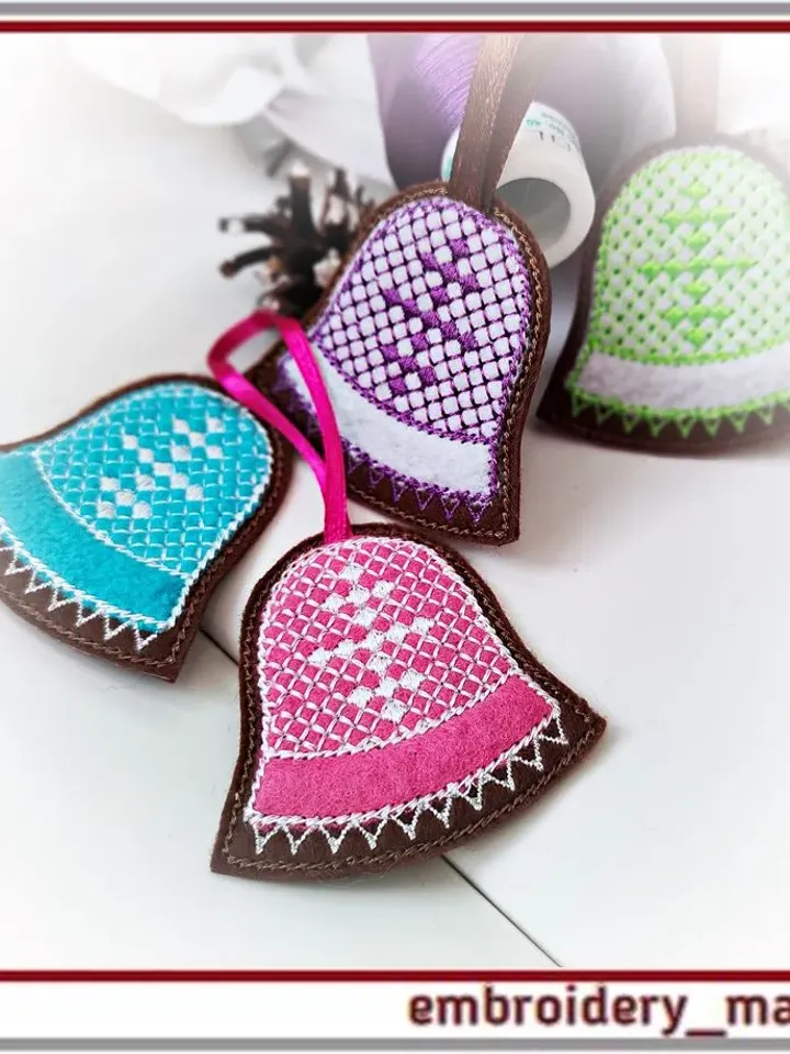 In the hoop Christmas gingerbread bell 1 embroidery design
