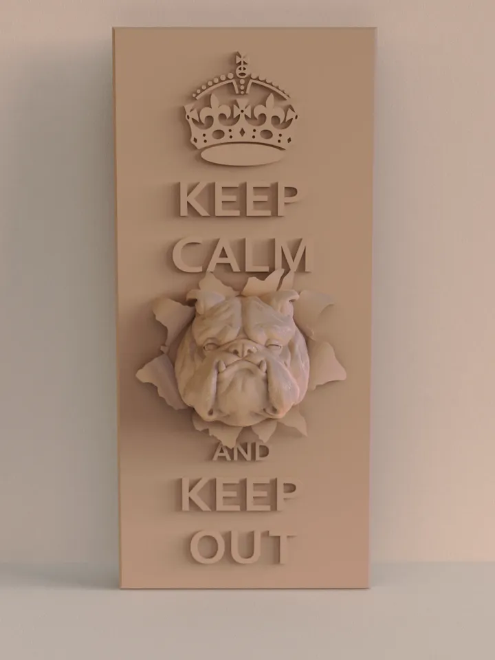 3D Model STL CNC Router file 3dprintable Panel Beware of dog
