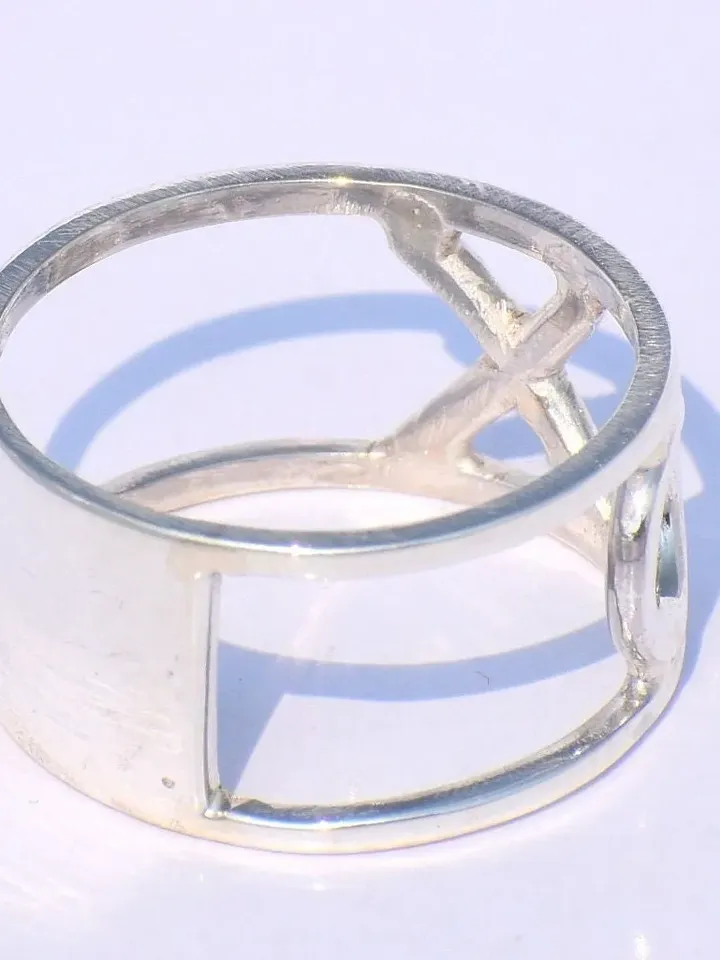 925 Solid Sterling Silver Band Ring, Handmade Band Ring, Statement Ring, Unisex Jewelry, Wedding Band, Valentine's Gift, XO Peace band Ring