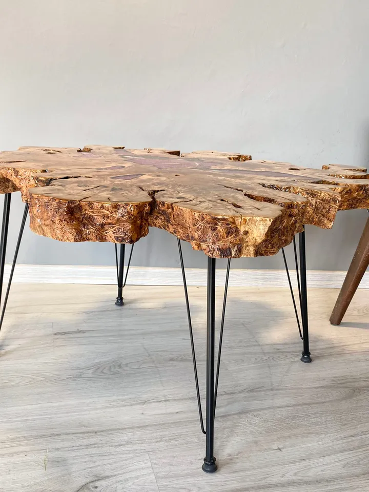 Koi Fish Epoxy Olive Wood Coffee Table, Unique Coffee Table, Live Edge Coffee Table, Modern Coffee Table