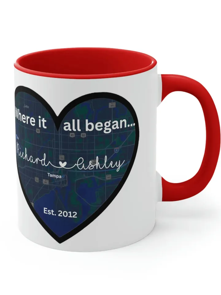 Where it all began Couples Heart Accent Coffee Mug, 11oz