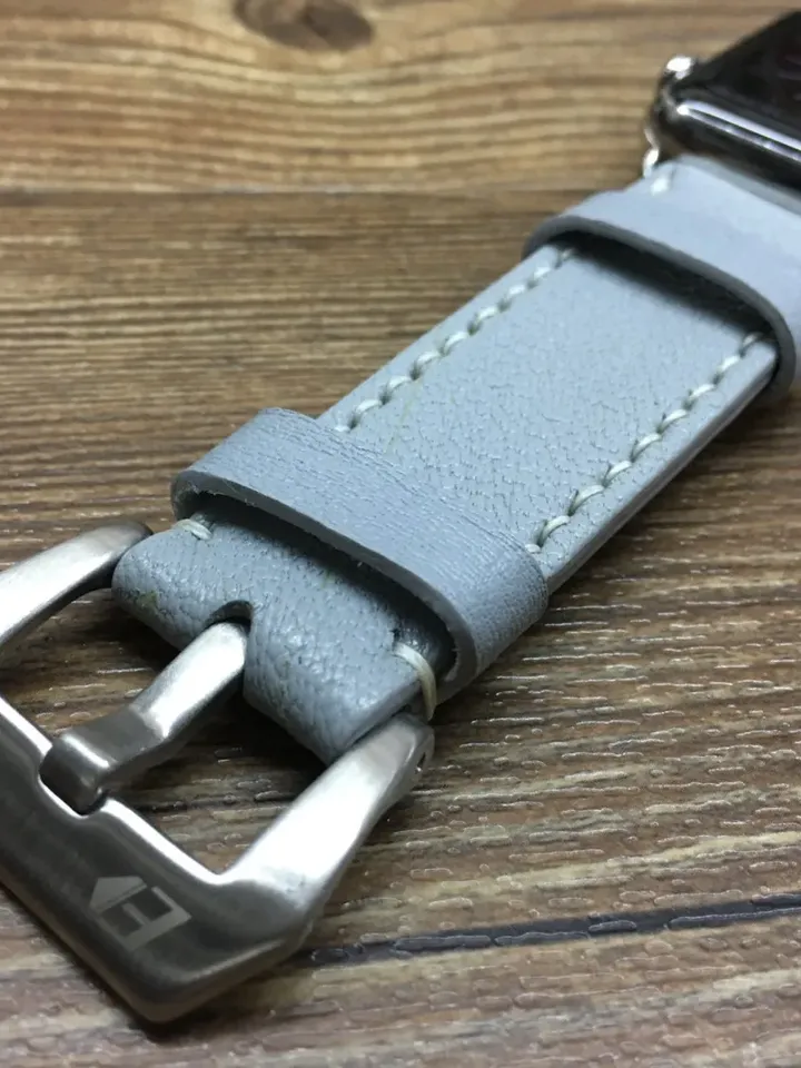 Apple iWatch Band 41mm Series 7 6, Valentines Day Gift Ideas, Apple Watch Strap 40mm, Light Blue Togo Leather Watch Straps, Smartwatch Band