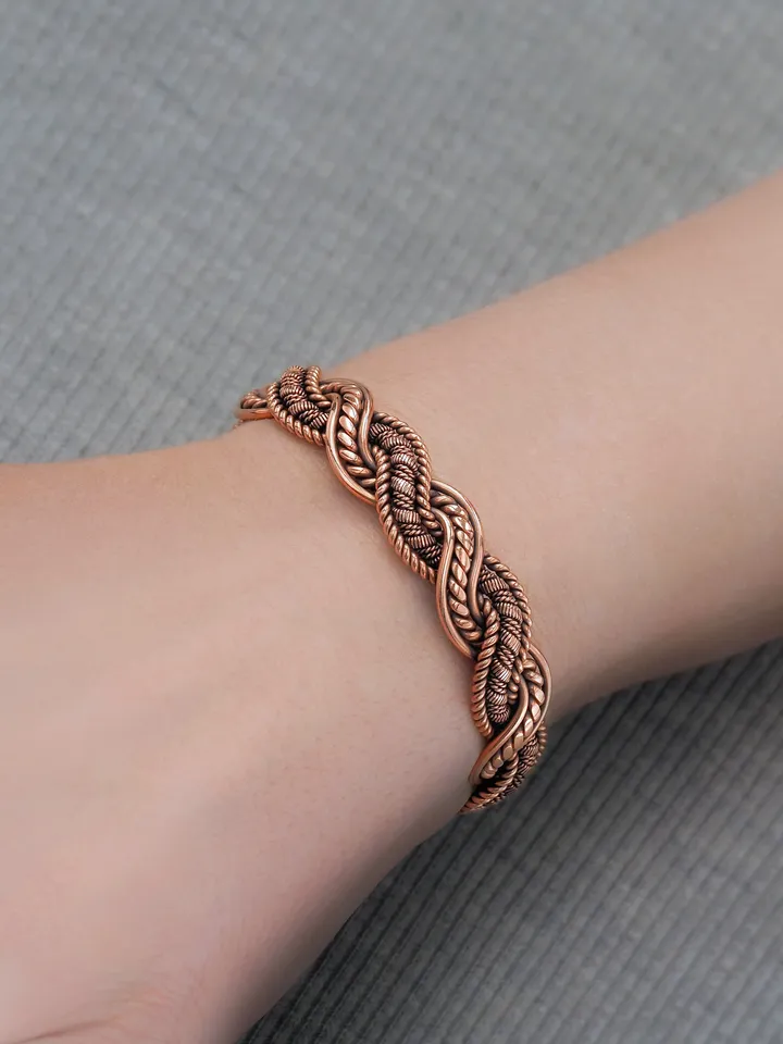 Copper wire wrapped bracelet for woman Unique artisan jewelry Handmade 7th Anniversary gift idea WireWrapArt jewellery
