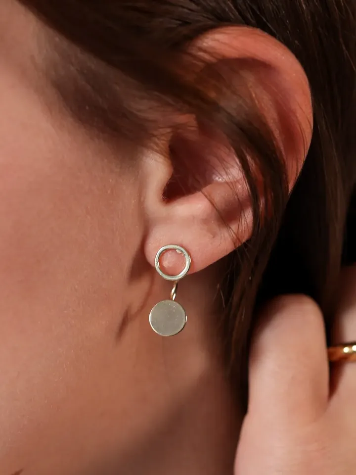Circle EAR JACKETS, Tiny Gold Open Circle Studs, Dainty Geometric Ear Jackets, Simple Earrings For Women, Modern Ear Jacket, Dainty Jewels