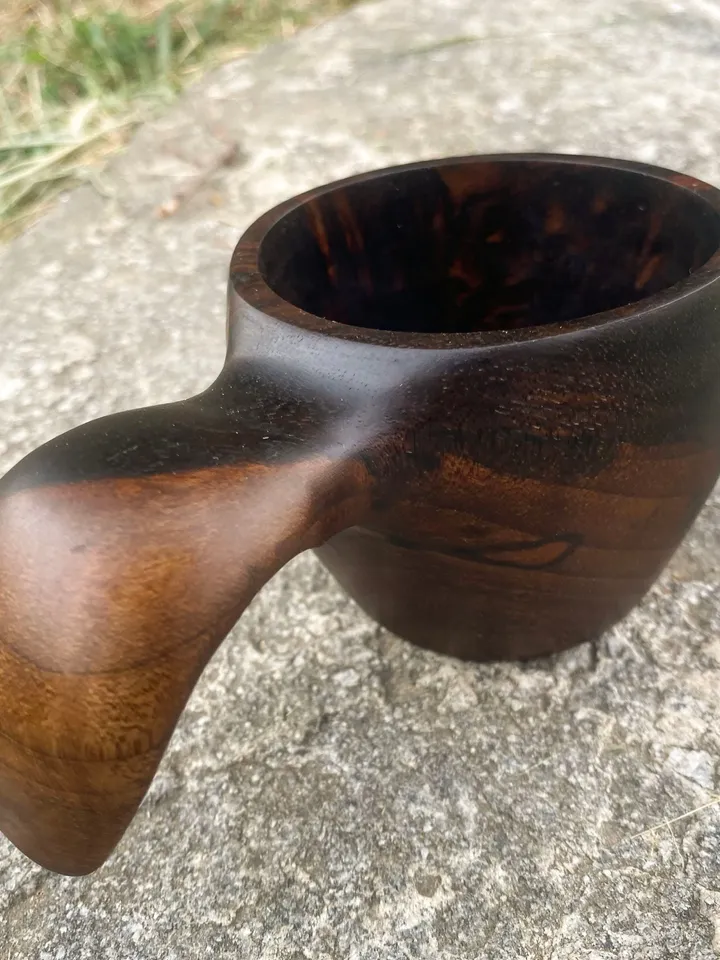 Handcarved Walnut Wood Kuksa, Handmade Mug, Wooden Cup, Camping Mug