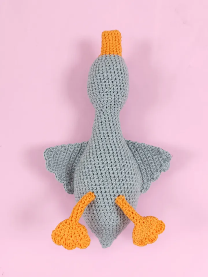 Stuffed goos toy, soft toy cuddle goose, plush gray duckling, handmade knitted goose