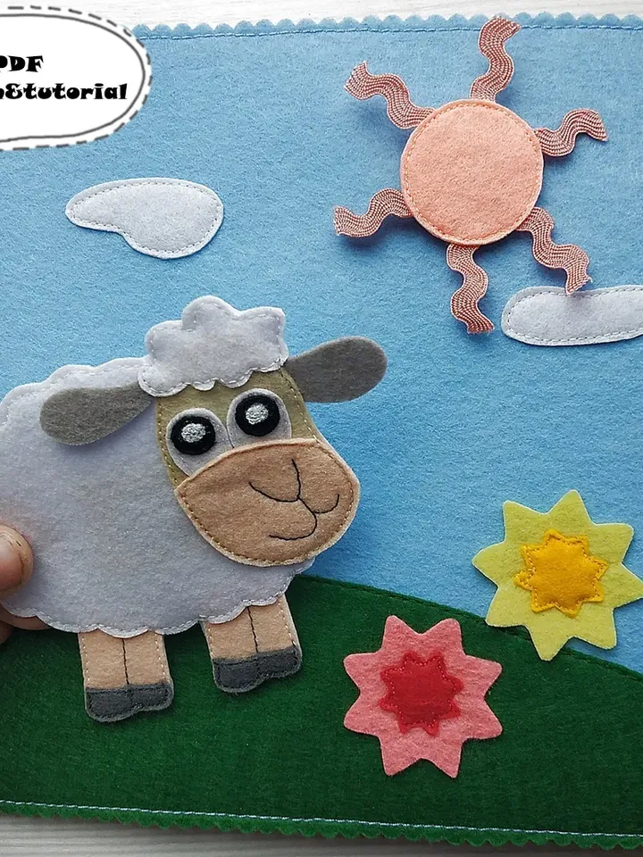 Quiet book pattern, felt pattern, felt dollhouse animals quiet book, felt sewing pattern, kids toddler toys, Easter gift
