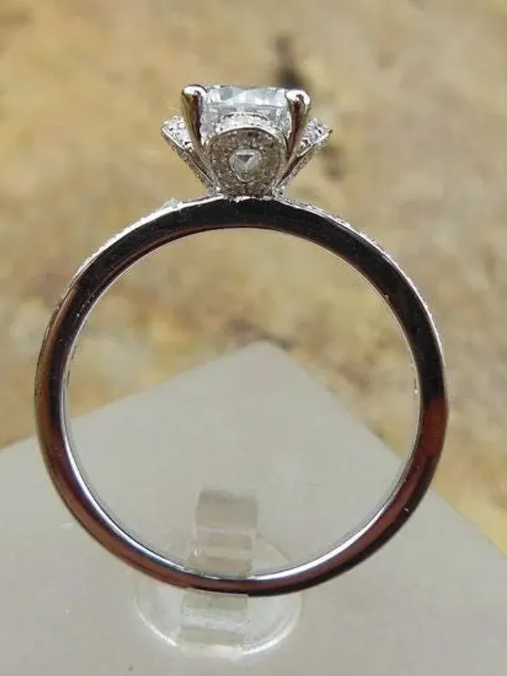 6MM Round Solid 14K White Gold Semi Mount Ring / Engagement Ring /Diamond Ring