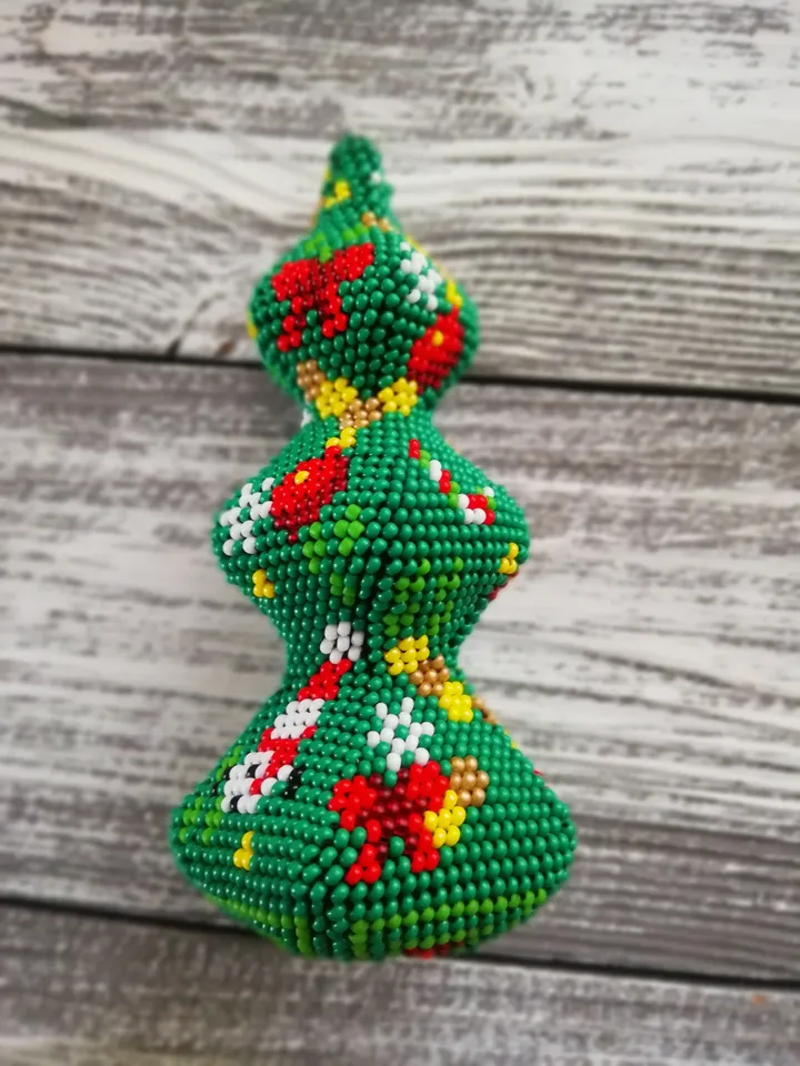 Beaded christmas tree ornaments, handmade beaded tree ornament, Christmas tree