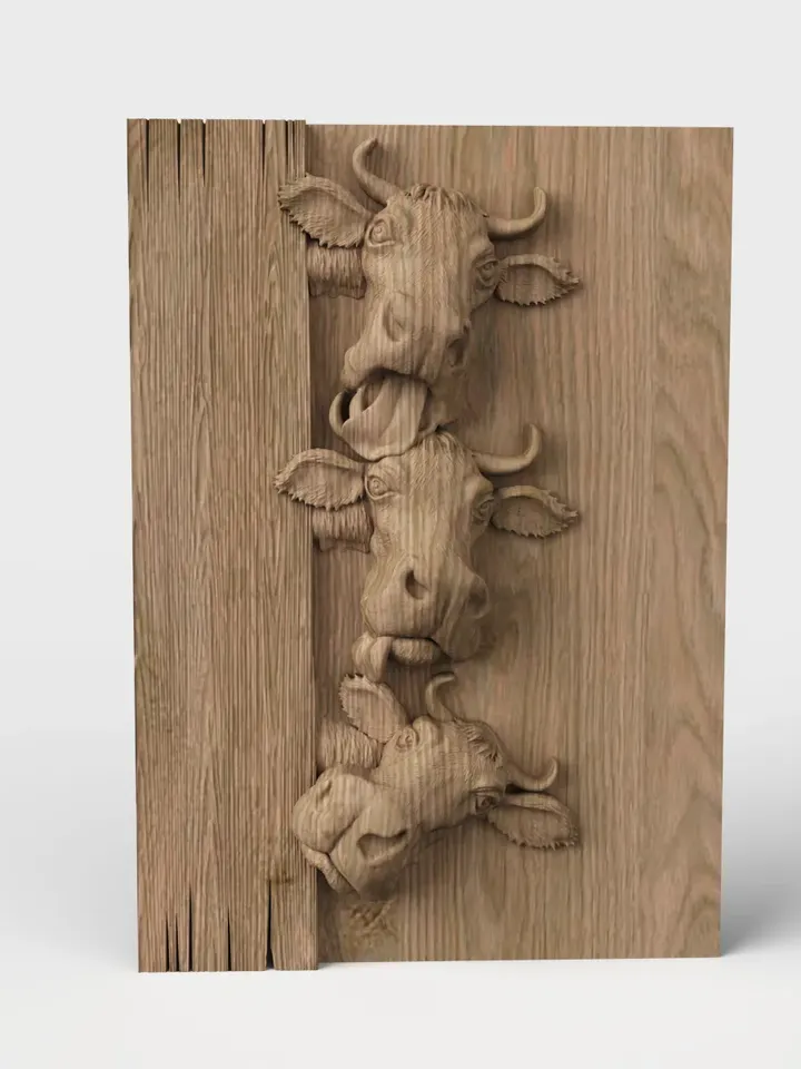 3D Model STL CNC Router file 3dprintable Cows Panel