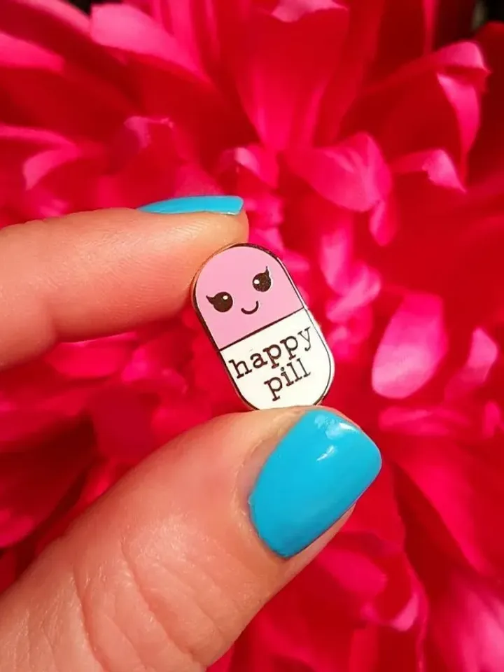 Pharmacy pin happy pill enamel pin is a great med student gift. Also nice appreciation gift for a nurse a pharmacist and doctor.