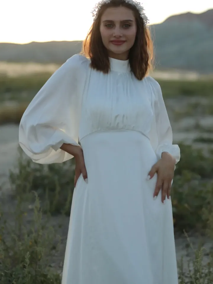 AHUNARE HIJAB - Bridesmaid - White Dress, Muslim Evening Dress, Nikah, Islamic Wedding, Engagement, Bridesmaid, , Prom Dresses, Long Dress,