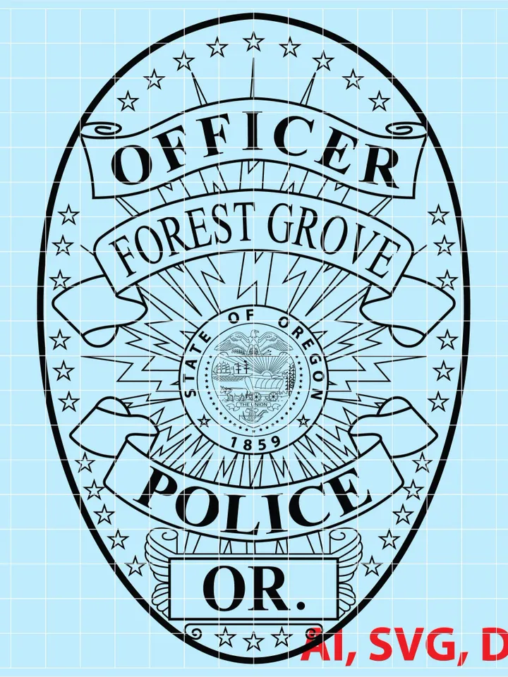 State of Oregon Forest Grove Police Officer Logo, Seal, Badge, Custom, Ai, Vector, SVG, DXF, PNG,