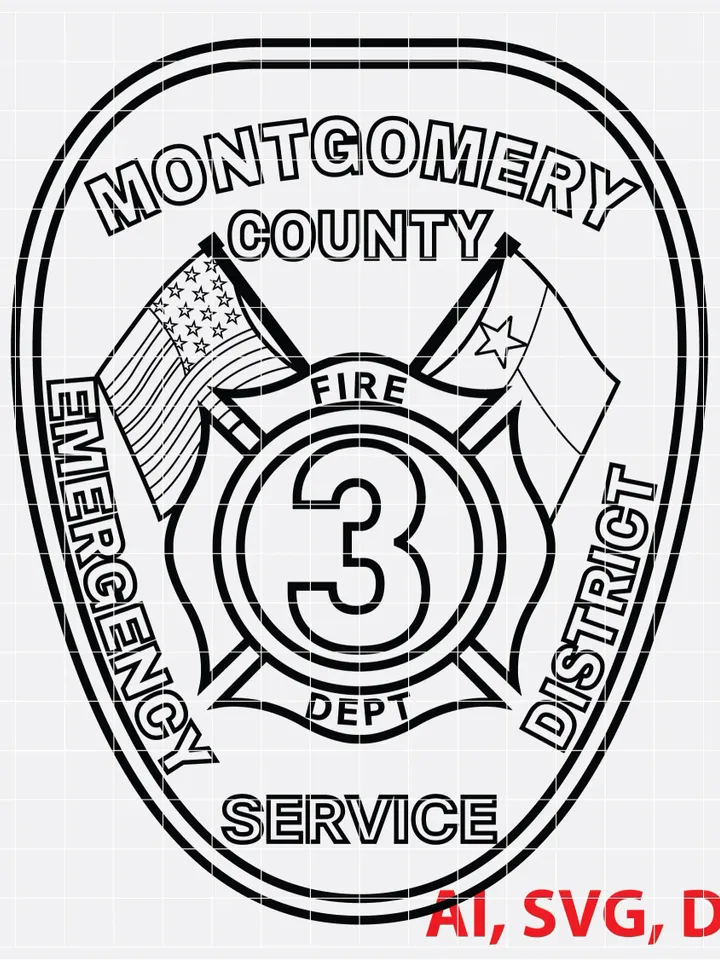 Montgomery County Emergency Service Fire Dept. Logo, Seal, Badge, Custom, Ai, Vector, SVG, DXF, PNG,
