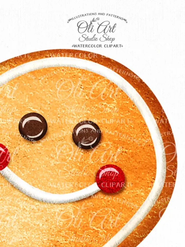 Merry Christmas Set Clip Art. Gingerbread, Lollypop, Tree. Hand Drawn Graphics, Digital Download. OliArtStudioShop