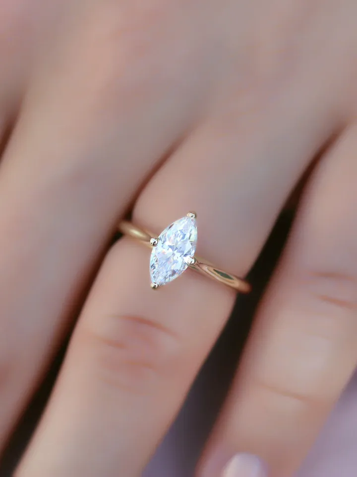MARQUISE GOLD RING | Marquise Solitaire Engagement 1.0 Carat Ring |Women Gold Wedding Rings | Classic Solitaire Marquise Ring