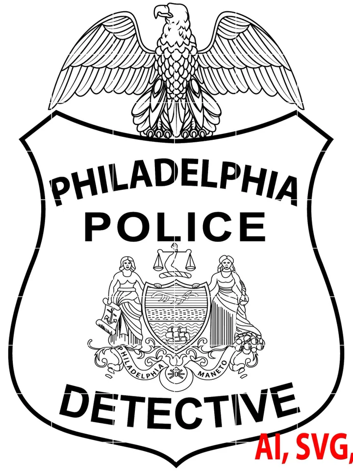 Philadelphia Detective Police Logo, Seal, Badge, Custom, Ai, Vector, SVG, DXF, PNG,
