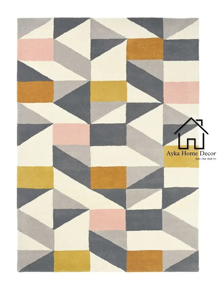 Multicolor Designer Hand Tufted Wool Area Rug Modern Area Rug Handmade Area Rug Hand Tuft Rugs Morden Rugs Living Room Vintage Rug Christmas
