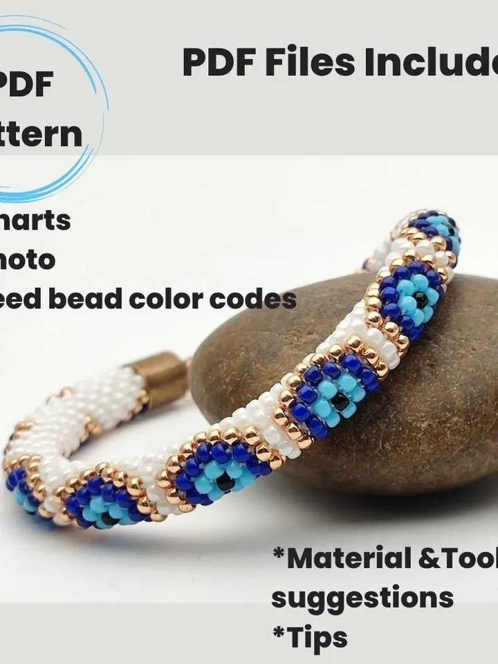 Bracelet pattern, Beaded bracelet pattern, Digital products, PDF pattern bracelet, Jewelry pattern, Crochet bead pattern