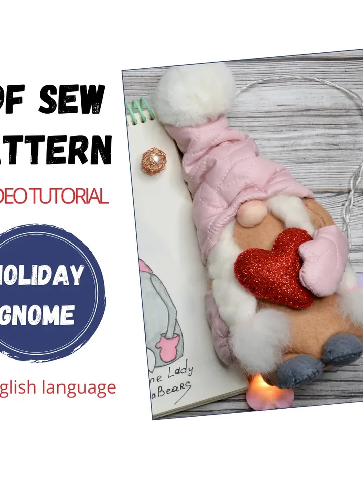 6 PATTERNS GNOME, Video instruction, Norwegian Gnome , Christmas Decor, Christmas Gnome, Easter Gnome, Love Gnome