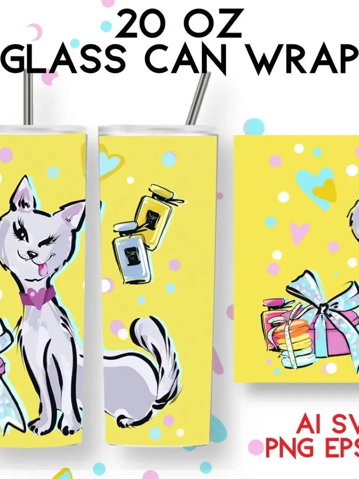 5 Designs Big Bundle 20 oz Tumbler Can Wrap patterns all tumbler 2023 sublimation Frida Birthday Cat Girls Fashion Watercolor Dragon Fantasy