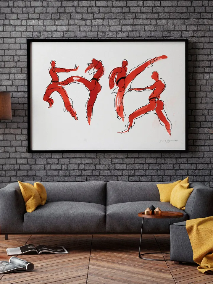 Martial Arts. Original watercolor. Watercolor painting. Karate watercolor.Martial arts watercolor.Figurative art.Huge watercolor.Karate Art