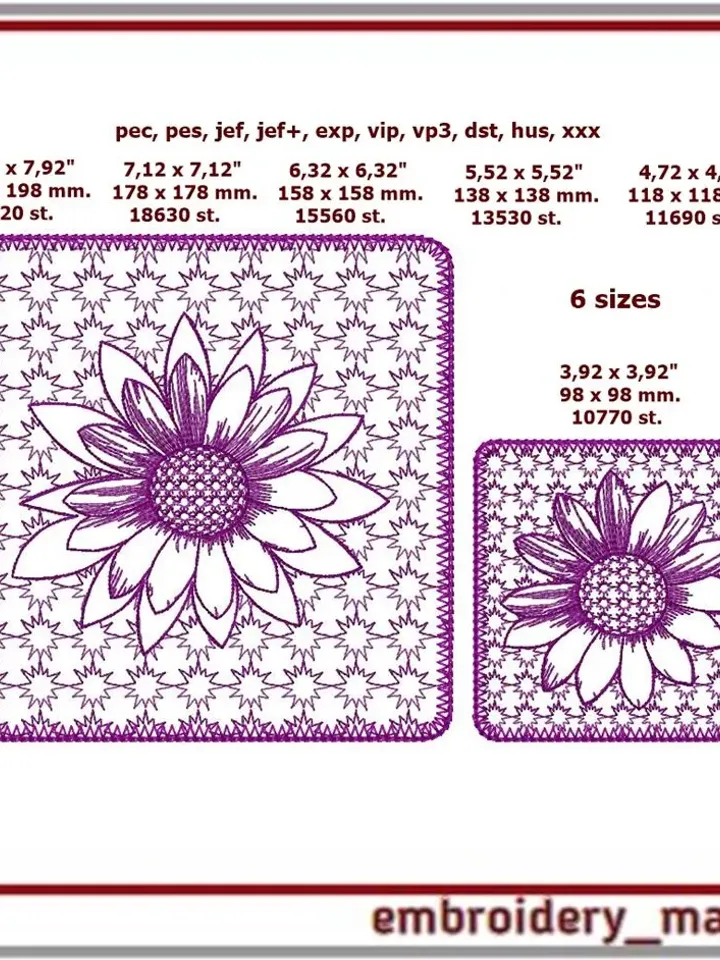In the hoop Stand for mug rug embroidery design 6 sizes
