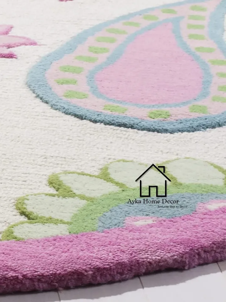 Ayka Round Hand Tufted 100% Pure Woolen Living Room Carpet / Hall Rugs / Dining Rugs / Kids Rugs / Woolen Rug / Christmas Gift