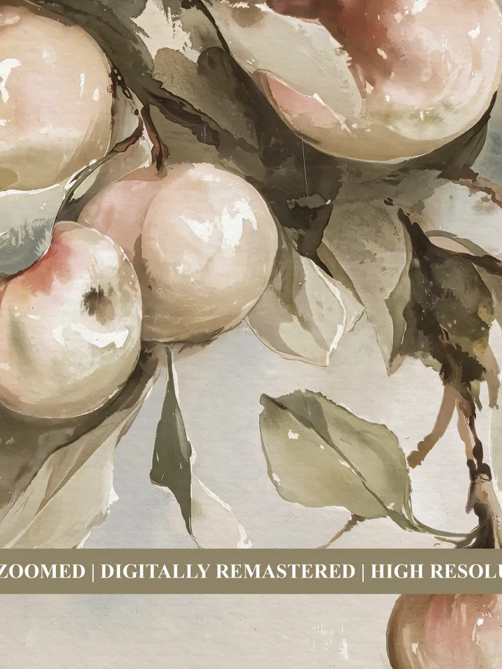 Apple Tree Watercolor Painting, Vintage Print, Farmhouse Kitchen Wall Decor, Printable Art | 126