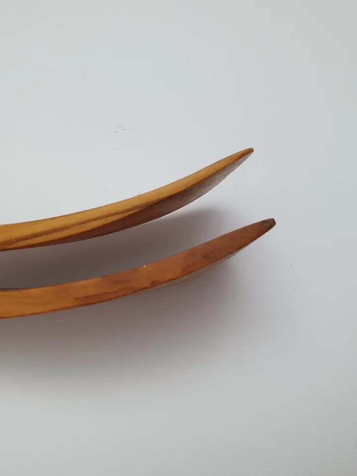 Set of 2 Big Handle Curved Spatula, Normal and Slotted Spatula 32 cm / 12.60" - Handmade Cooking Utensils - AKwood #Z01