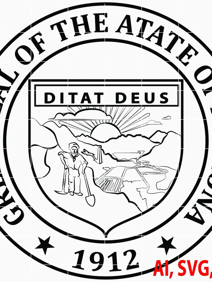 The Great seal of the State of Arizona Badge, Logo, Seal, Custom, Ai, Vector, SVG, DXF, PNG, Digital