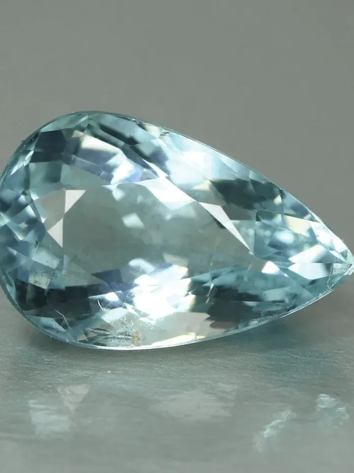 3.64 CT Resplendent Pear Cut Unheated 100% Natural Blue Aquamarine