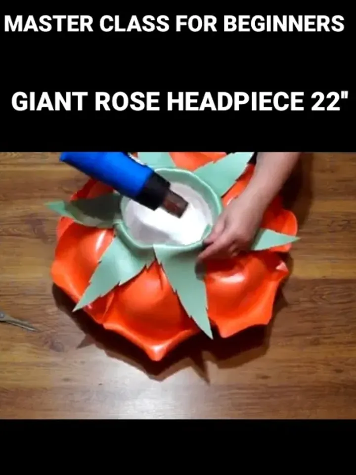 Diy Giant Rose hat Video tutorial create Statement headpiece, flower lesson, templates, assembly instructions