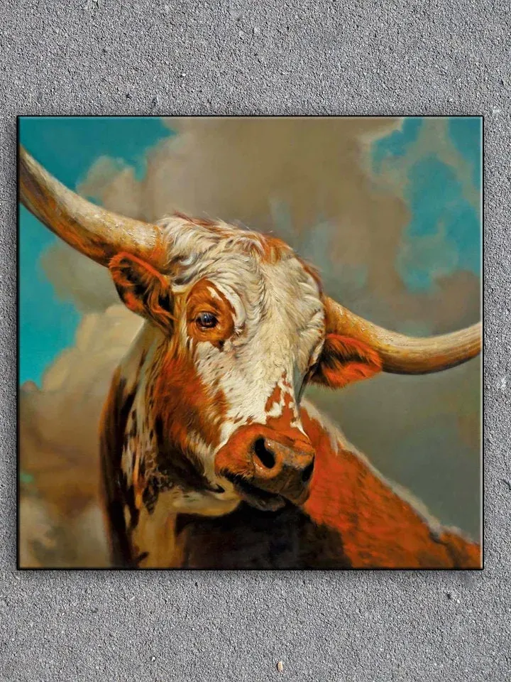 Bull Print on Canvas , Floating Frame Option, Modern Wall Art, Extra Large Canvas Wall Art