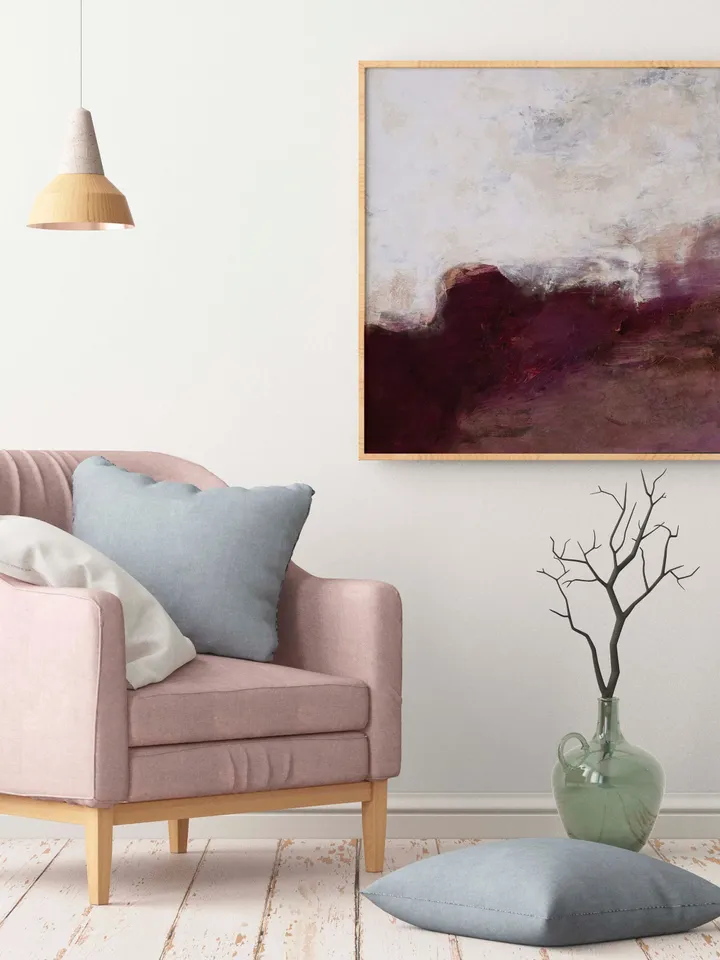 Minimalist Painting on Canvas, Minimalist Wall Art, Dark Pink Minimalist Painting, Original Painting on Canvas, Abstract Painting on Canvas