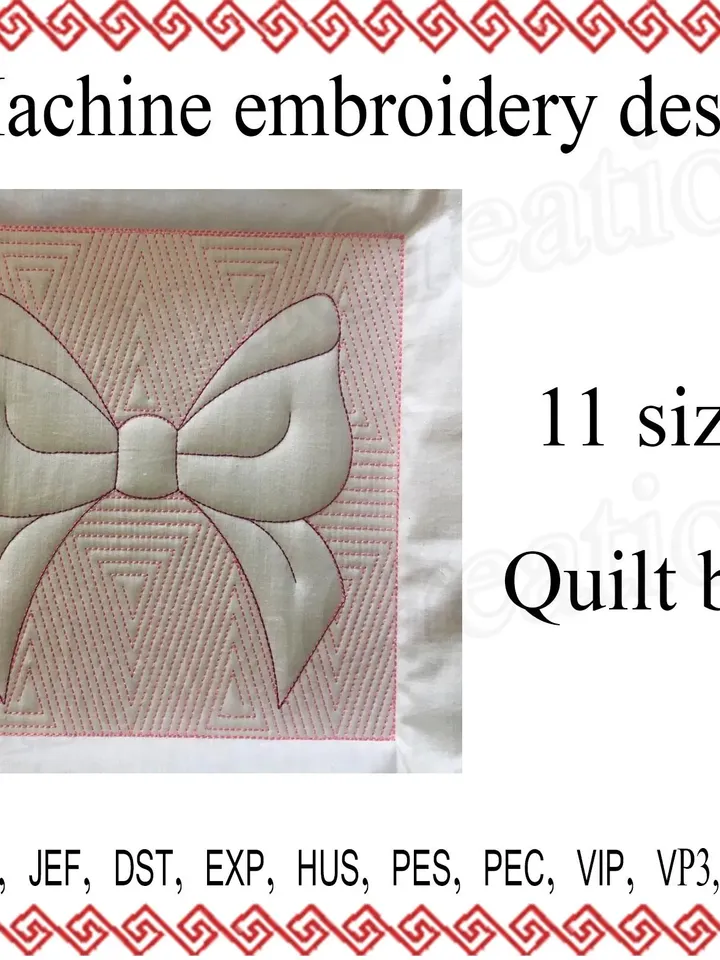 Quilt block embroidery designs Bow embroidery file