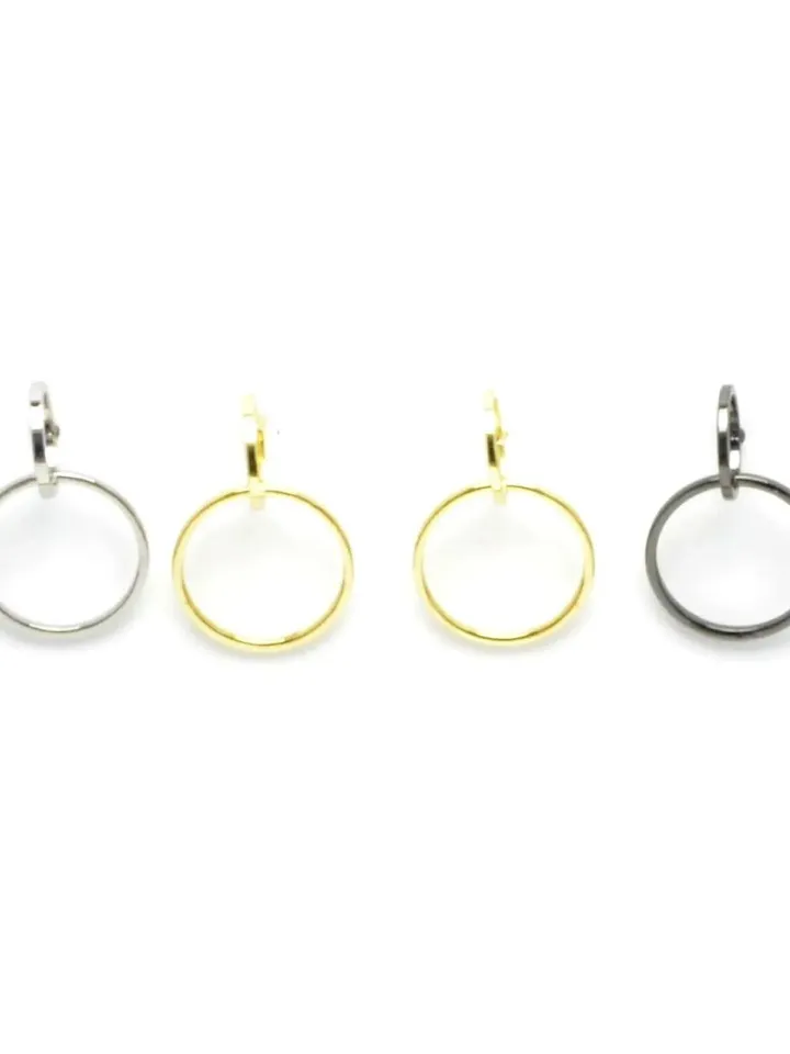 Double Circles Earrings, Minimalist Geometric Circle Hoop, Dainty Delicate Drop Earrings, Contemporary Jewelry Gift for Her, Linked Hoops