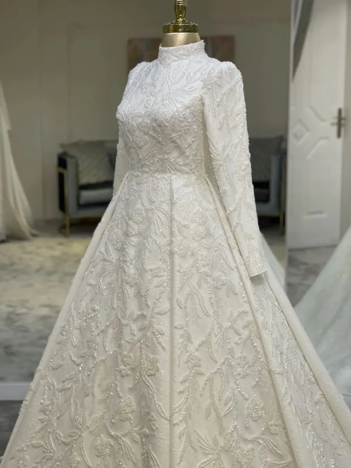 AHUNARE HIJAB - White - Wedding Dress, Muslim Evening Gown, Nikah, Islamic Wedding, Engagement, Bridesmaid