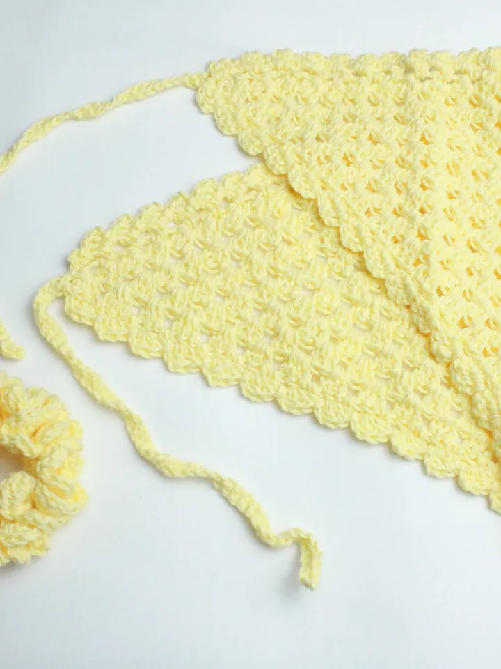 Blaues Kopftuch für Frühling Stylisches Kopftuch Frühlinghaftes Bandana Moderner Haarschutz Schutztuch für Haar Gehäkeltes Tuch für Haare