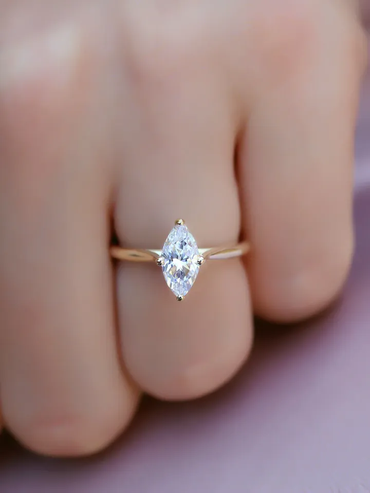 MARQUISE GOLD RING | Marquise Solitaire Engagement 1.0 Carat Ring |Women Gold Wedding Rings | Classic Solitaire Marquise Ring